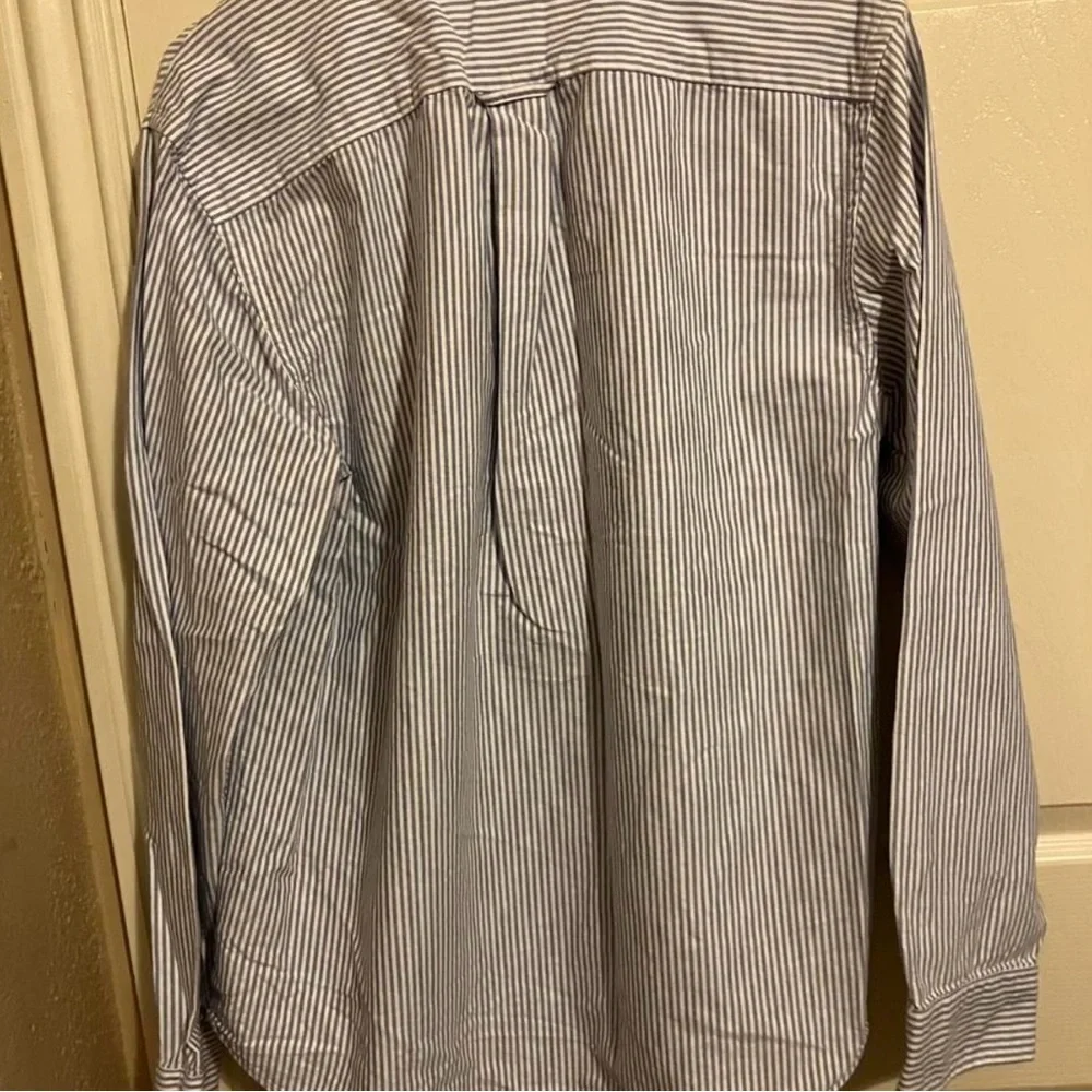 JC Penney Button Up Shirt Lightweight Long Sleeve Collar Stripe Blue‎ Mens, XL